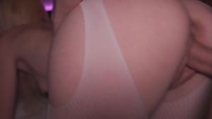 Try not to cum! awesome ass in fishnets fucks loudly and gets a cumshot