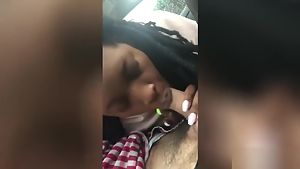 Black Hooker Giving Me A Blowjob In My Car