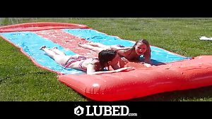 LUBED Wet dripping lube threesome with Kristen Scott