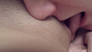 Guy licks pussy and masturbates to orgasm with your fingers.