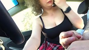 Women fingering pussy and sensual sucking cock taxi driver