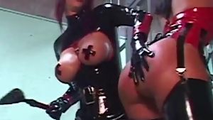 Hot glossy gal rubberdoll cages busty sex slave megan jones!