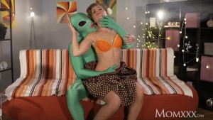 Mom lonely housewife gets deep probe from alien on halloween