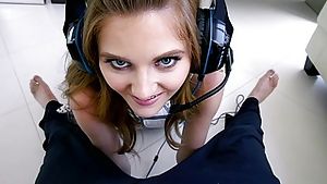 Sexy gamer Miley Cole hammered in her hot pussyhole