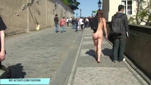 Crazy babe rossa naked on public streets