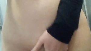 Fingering and playing with my big boobs in a public place