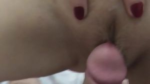 Wet pussy rubbing cock till orgasm. sperm close up natural tits closeup pov