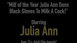 Milf of the year julia ann dons black gloves to milk a cock!