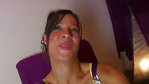 Tanned beauty goes wild for hard cock