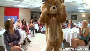 Big dick male strippers and a fluffy dancing bear entertaining women (db992