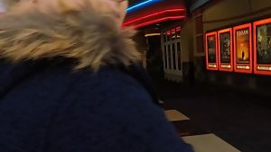 Public cum walk - blonde nervously swallows huge cum mouthful at the mall!