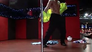 Dancing bear - cfnm whores sucking male stripper dick at the club (db11453)