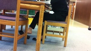 Candid asian library shoeplay feet dangling flats pt 2