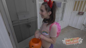 Skinny teen gets fucked after trick or treating