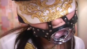 Asian bitch with a mouth piece gets abused a bit