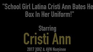 School girl latina cristi ann bates her box in her uniform!
