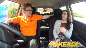 Fake driving school sexy horny new learner has a secret surprise