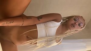 Cute Mixed Girl Fucking herself and Cumming