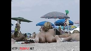 Blonde model nudist on the nude beach voyeur video