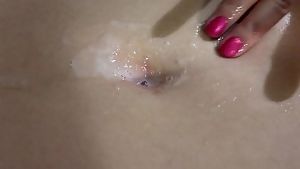 Cumshot into sexy asian belly button - play with cum - best navel fetish