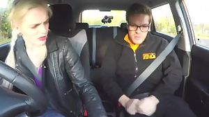 Fake driving school fake instructors hot car fuck with busty blonde minx