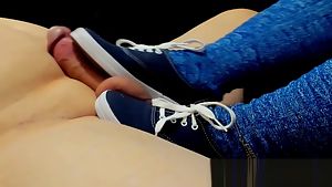 Cumshot on Keds Sneakers and Blue Knee High Socks